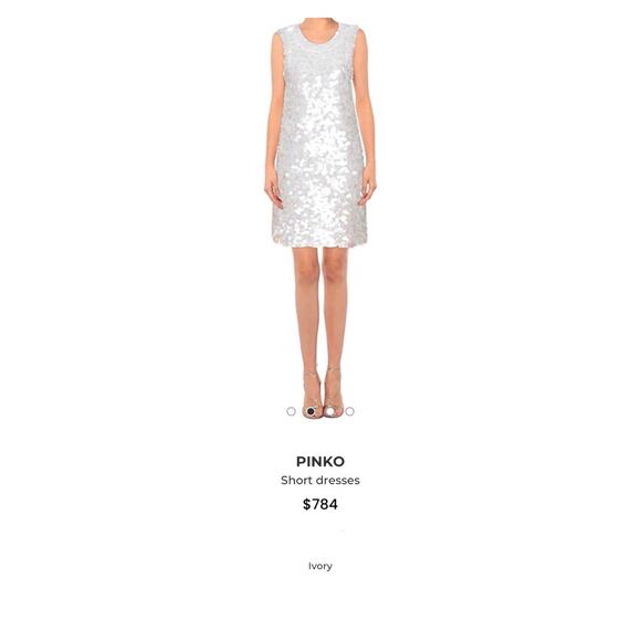 PINKO Ivory Iridescent Sequin Sleeveless Mini Shift Dress Size 6 $784 Cocktail - Picture 14 of 16